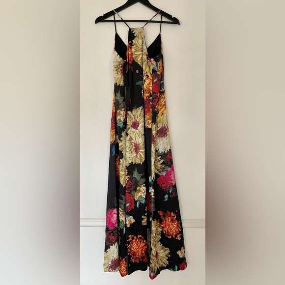 Nicole Miller New York Satin Floral Maxi Slip Dress - Picture 2 of 5